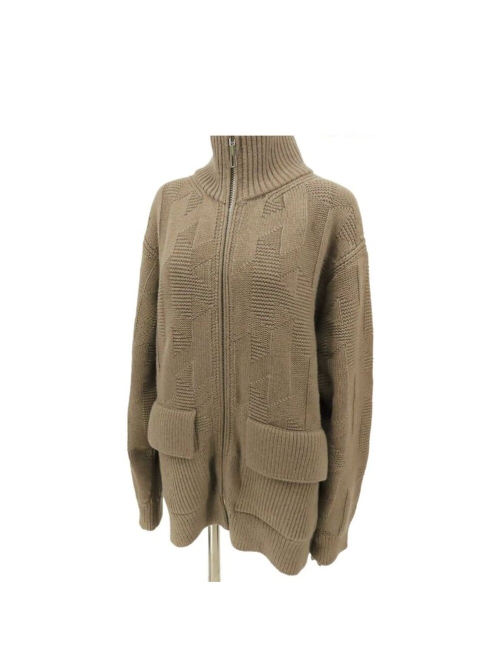 Hermes Jacket Etoupe Wool Zip Up H Motif 38